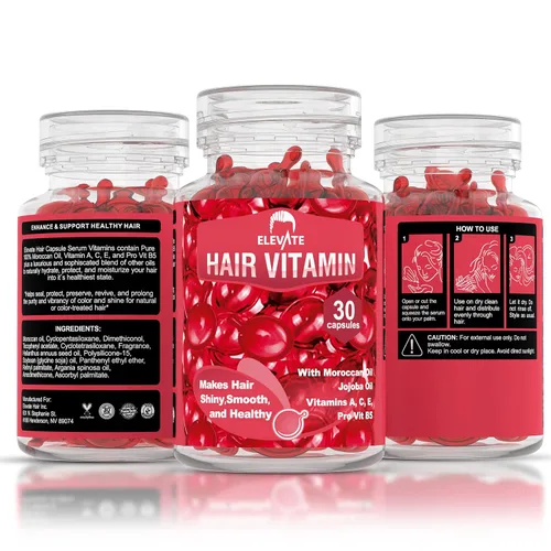 Miniatura 2 de Elevate Cápsulas de aceite de suero para tratamiento capilar, fórmula acondicionadora e hidratante con aceites de argán y jojoba, vitaminas A, C, E