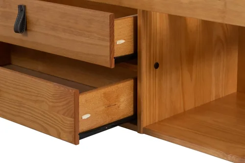Miniatura 8 de Memomad Bali Slim Set: Plataforma de almacenamiento con cajones + Cabecero de panel plano (Tamaño completo, madera marrón roble)