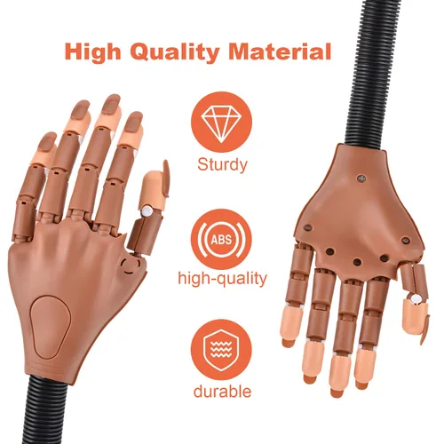 Miniatura 7 de MEKK Mano de práctica para uñas acrílicas, manos flexibles para practicar uñas, nunca se caen, kits de mano de entrenamiento de uñas con limas