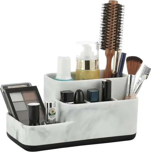 Miniatura 11 de zccz Organizador de baño de 2 niveles, ideal como organizador de encimera de cocina o baño, organizador de maquillaje con acabado negro para Negro