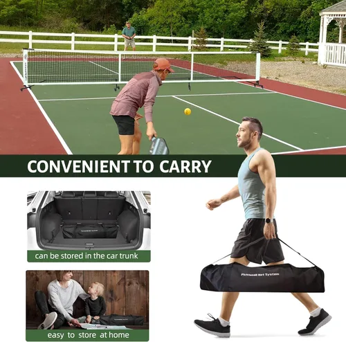 Miniatura 4 de Sistema de red de pickleball de bádminton con rueda universal, marco de metal estable móvil, red de nailon fuerte y bolsa de transporte, red