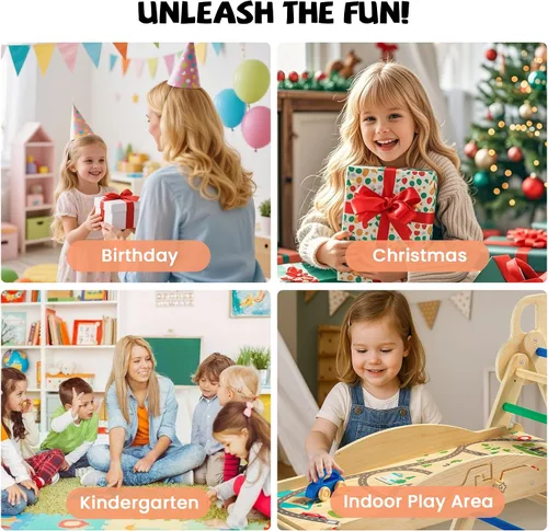 Miniatura 8 de Pikler - Set de Triángulo 10 en 1 Juguetes de Escalada para Niños Pequeños con Cojín – Gimnasio de Escalada Interior Montessori de Madera con Arco