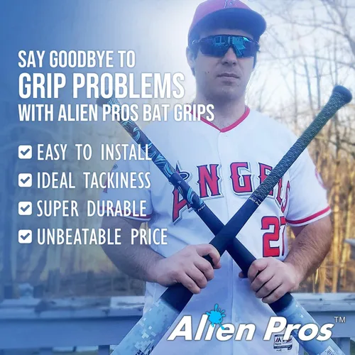 Miniatura 3 de ALIEN PROS Cinta de agarre de bate para béisbol de 0.020 in (paquete de 2) – Cinta de bate precortada y de calidad profesional – Envuelve tu bate