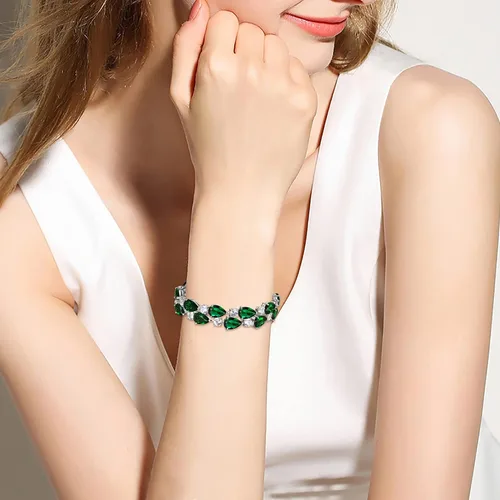 Miniatura 2 de Ever Faith pulsera vintage con circonitas cúbicas en forma de lágrimas, para mujer.