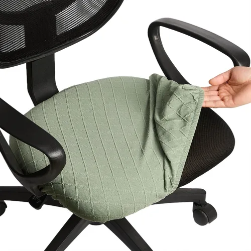 Miniatura 11 de Melaluxe Funda para silla de oficina de jacquard elástico, extraíble y lavable, funda de asiento giratoria para silla de escritorio, color negro