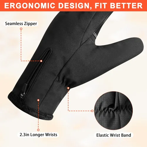 Miniatura 4 de ihuan Guantes de invierno impermeables a prueba de viento para hombre y mujer, guantes cálidos para clima frío, dedos con pantalla táctil