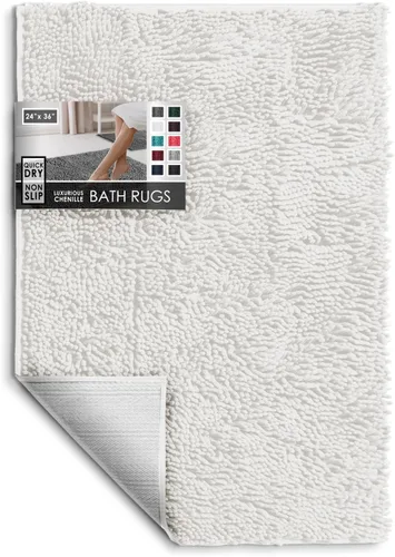Miniatura 86 de Hearth & Harbor Alfombras de baño, tapete de baño de chenilla - Alfombras de baño lavables a máquina para baño con respaldo antideslizante de goma
