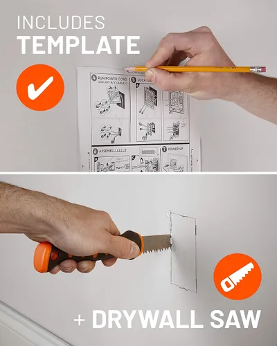 Miniatura 4 de ECHOGEAR Ocultador de cable de TV para TV montado en la pared – Kit de gestión de cables en pared con doble toma para cables de alimentación y bajo