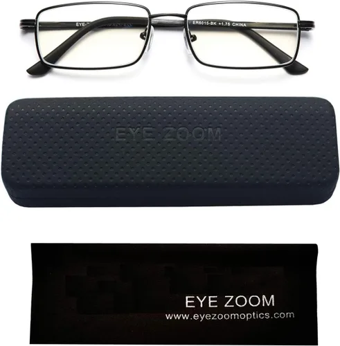 Miniatura 2 de Gafas de lectura con bloqueo de luz azul, paquete de 2 unidades, rectangulares, de metal, anti rayos azules y lectores UV, para hombres y mujeres