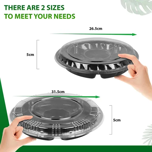 Miniatura 7 de Bandeja de plástico para aperitivos con tapa, resistente, reciclable de 12 pulgadas, bandejas para aperitivos de frutas vegetarianas, recipientes