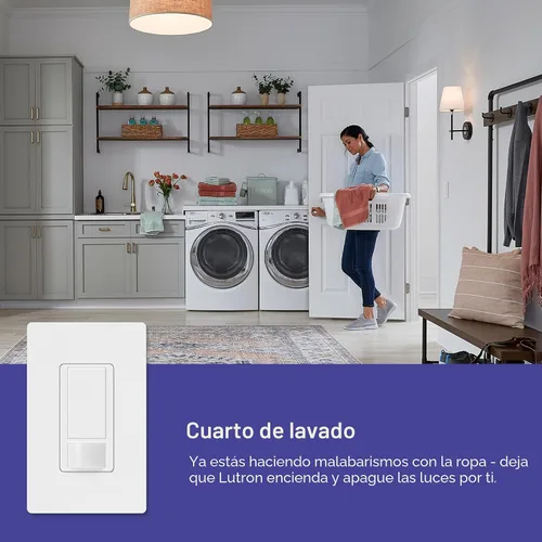 Miniatura 2 de Lutron Maestro Interruptor de luz con sensor de movimiento para interiores para baño, garaje, lavandería, cualquier bombilla, sensor de ocupación