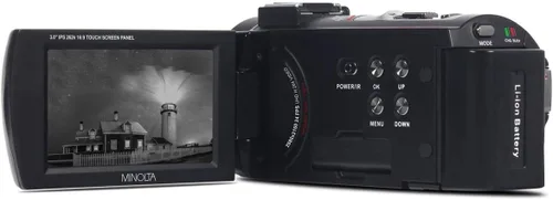 Miniatura 4 de Minolta Videocámara: digital 4K, video Ultra HD a 24 fps, fotos de 30 MP, visión nocturna con IR, zoom 16X, antivibración, pantalla táctil IPS de 3