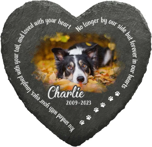 Miniatura 8 de Piedra conmemorativa de corazón con cita significativa, placa personalizada de huella de perro o gato, mantén la memoria en los corazones, regalos