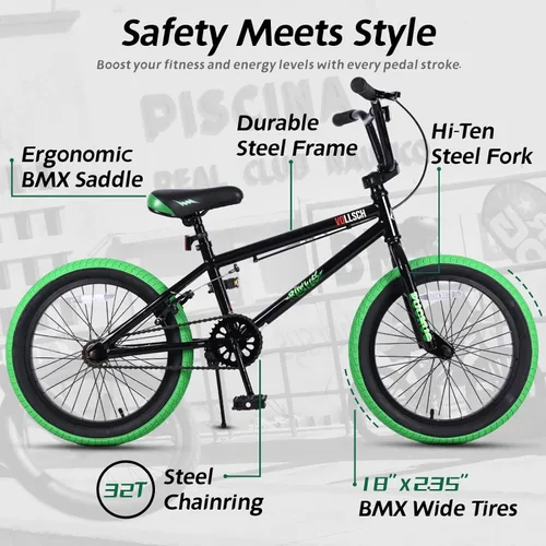 Miniatura 2 de vollsch Bicicletas BMX Freestyle de 18 y 20 pulgadas para adolescentes de 6 a 15 años de edad, niños, niñas, principiantes con palanca, varios