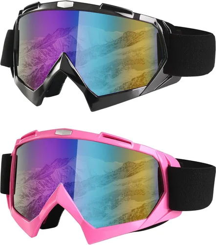 Miniatura 8 de LJDJ Gafas de esquí, paquete de 2 gafas de snowboard para nieve, antivaho y protección UV, visión amplia para hombres, mujeres y adultos