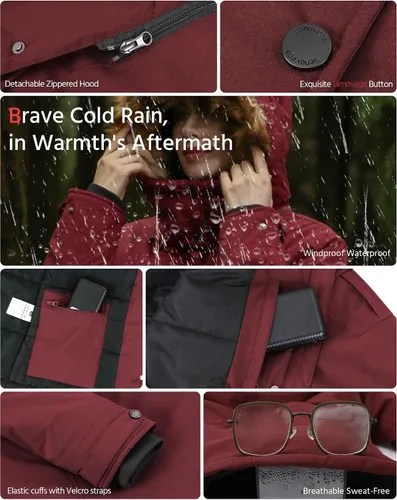 Miniatura 5 de Chaqueta térmica de grafeno para mujer con batería 16000mAh 7.4V impermeable y resistente al viento