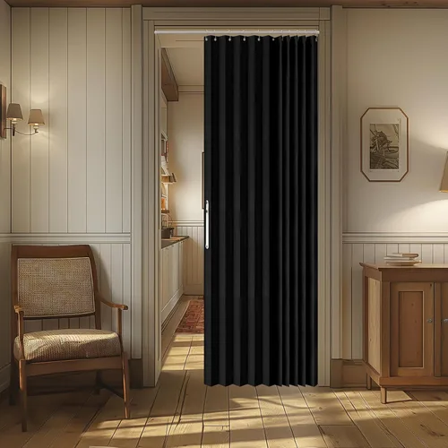 AJAZZ Cortina de puerta magnética 100% opaca de acordeón para armario, cortina invisible para puerta interior de dormitorio, sala de estar, pasillo
