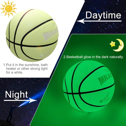 Miniatura 2 de Balón de baloncesto personalizado, que brilla en la oscuridad, regalo de baloncesto personalizado tamaño 7 (29.5"), tamaño 6 (28.5"), tamaño 5 Verde