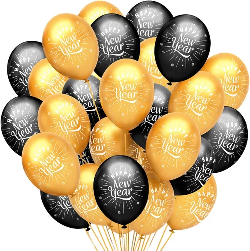 KatchOn, Juego de 50 globos de feliz año nuevo, globos de látex de feliz año nuevo, decoraciones de feliz año nuevo 2026 | Suministros para fiesta