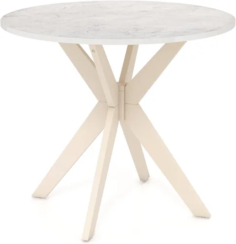Miniatura 10 de Giantex Mesa de comedor redonda de 36" para 4, mesa de cocina estilo granja con patas de madera de goma, almohadillas ajustables para pies, mesas