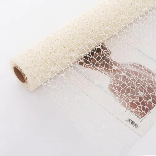 Papel de regalo de malla de jacquard coreano con flores caladas 1 rollo, suministros para floristería, papel para envolver ramos de flores, Blanco