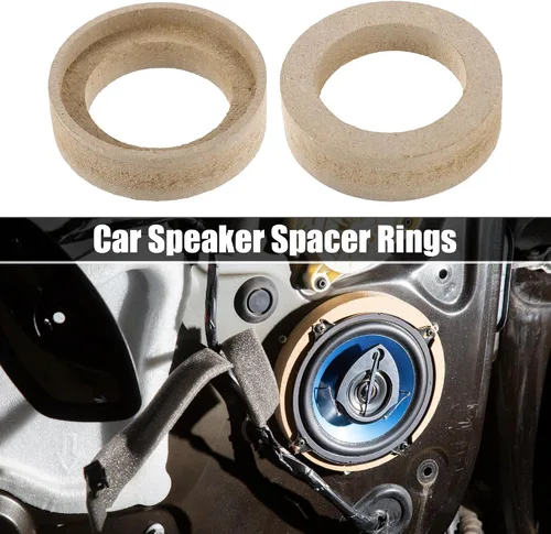 Miniatura 2 de uxcell 4 anillos espaciadores de montaje de subwoofer universales de 1 pulgada de madera maciza beige