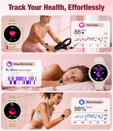 Miniatura 4 de LIGE Relojes inteligentes para mujer (respuesta Bluetooth/Hacer llamadas), reloj inteligente con pantalla de 1.27 pulgadas, batería de 300 mAh