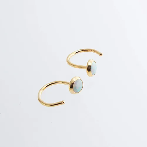 Miniatura 2 de Half Huggie Gold Hoop Earrings for Girls Women Tiny Cartilage Birthstone Stud Piercing Earring Hypoallergenic Earring Screw Back Dainty Hug Hoops
