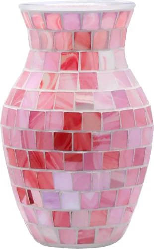 Miniatura 14 de Florero de mosaico dorado de 8" de altura, florero de vidrio, florero decorativo, decoración del hogar moderno jarrón de mosaico de tamaño mediano
