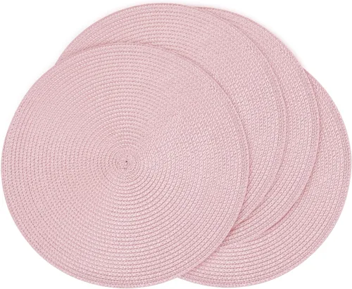 Miniatura 9 de Feuille Juego de 4 manteles individuales redondos trenzados para mesa de comedor, tejidos, lavables, antideslizantes, 13.5 pulgadas