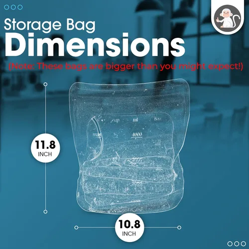 Miniatura 5 de Albino Monkey Bolsa de almacenamiento de alimentos de silicona reutilizable XXL de 1 galón (135 onzas), bolsa hermética a prueba de fugas