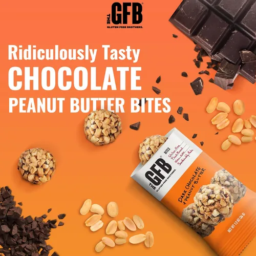 Miniatura 4 de The Gluten Free Brothers Bocaditos de Chocolate Negro con Mantequilla de Maní - Bolas de Proteína Sin Gluten – Sin OMG, Sin Soja, Veganas – Bolas