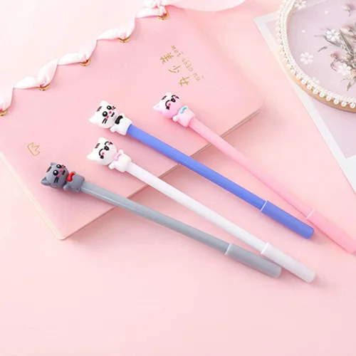 Miniatura 3 de Bolígrafo de tinta de gel con diseño de gato anudado de mariposa con diseño de animales, lindos bolígrafos de escritura negros kawaii, bolígrafo