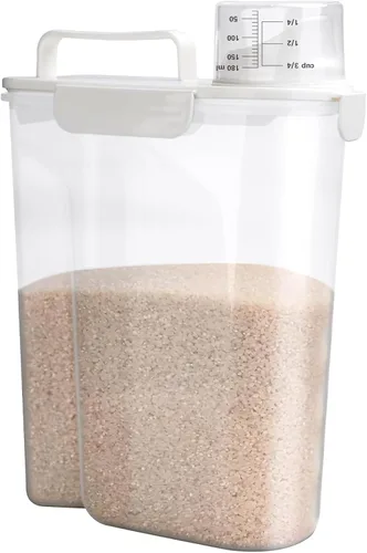Miniatura 13 de Viretec Recipiente de almacenamiento de arroz, dispensador hermético de alimentos secos de 15 a 20 libras, recipiente de comida para mascotas
