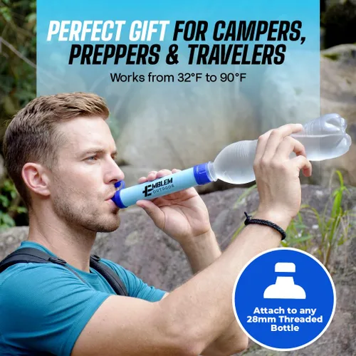 Miniatura 7 de Paja de filtro de agua portátil, 2 popotes de agua para purificar el agua cuando acampas, senderismo, emergencia y desastre – Filtro de agua