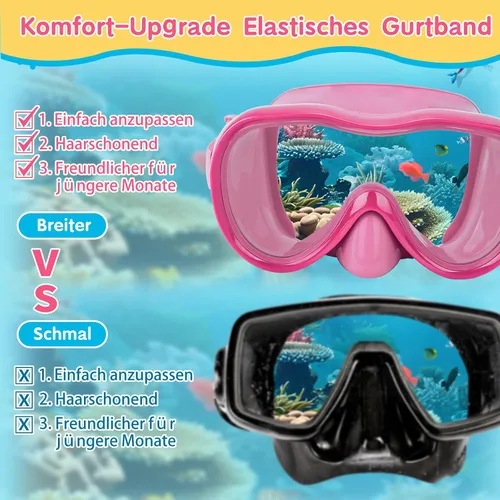Miniatura 5 de iGym Gafas de natación para niños, máscara de buceo, máscara de buceo, gafas de natación con cubierta de nariz y correas elásticas cubierta y bolsa