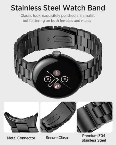 Miniatura 3 de Miimall Metal Band Compatible for Google Pixel Watch 4(2025)/3 45mm 41mm Band, No Gap, Men Business Stainless Steel Adjustable Wristband Replacement