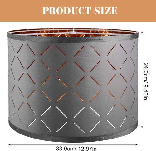 Miniatura 4 de PRETYZOOM Pantalla negra de tambor para lámpara de mesa, lámpara de pie, pantallas medianas para el hogar, cubierta hueca de 13 x 9 pulgadas, araña