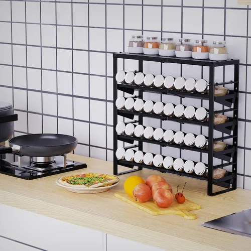 Miniatura 4 de Jojocross Organizador de cocina ampliable, apilable y ajustable, estantes de almacenamiento de despensa de metal, estante de varios niveles