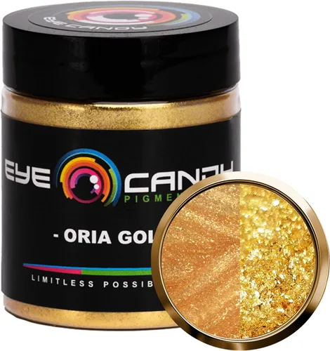 Miniatura 12 de Pigmentos Eye Candy Oro Mica en Polvo Premium - Kin Gold (25gr) - para Epoxi, Resina, Jabón, Pintura, Carpintería, Vaciado de Acrílico, Bombas