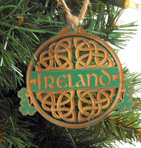 Miniatura 5 de Juego de adornos irlandeses de madera, decoración irlandesa hecha a mano con cuerda de cordel, diseño celta, recuerdo con tarjeta de bendición