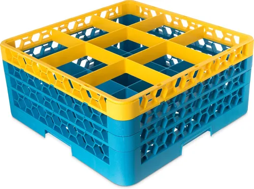 Miniatura 128 de Carlisle FoodService Products RG9-214 OptiClean Estante de vidrio con 9 compartimentos con 2 extensores, 7.12 pulgadas, polipropileno, azul