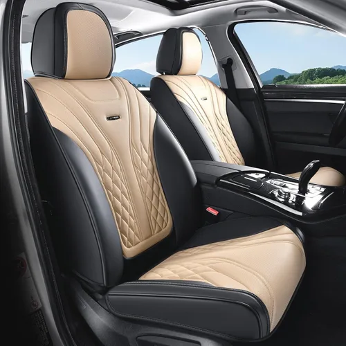 Miniatura 13 de Coverado - Juego completo de fundas de asiento delantero y trasero para automóvil, impermeable, piel de napa, protector, universal, para la mayoría