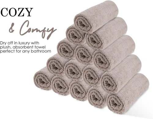Miniatura 6 de Toallas de baño_Paquete de 12 toallas de baño beige (paquete de 12, 27 pulgadas de ancho x 54 pulgadas de largo), color beige, toalla de algodón