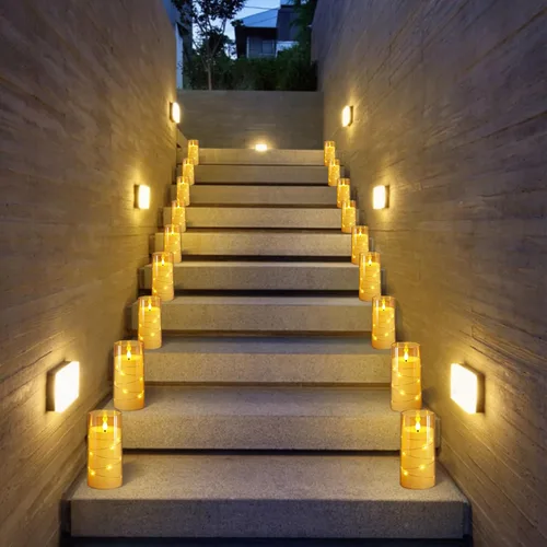Miniatura 3 de NURADA Velas Parpadeantes Sin Llama: Velas LED de Pilar de Acrílico con Luces de Cadena de Estrellas Integradas Operadas por Batería con Control