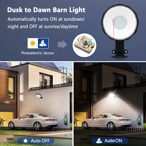 Miniatura 4 de Karjoefar - Luz LED de granero, iluminación del atardecer al amanecer para exteriores con 100 W 10000 lm 5000 K luz diurna, luces de inundación