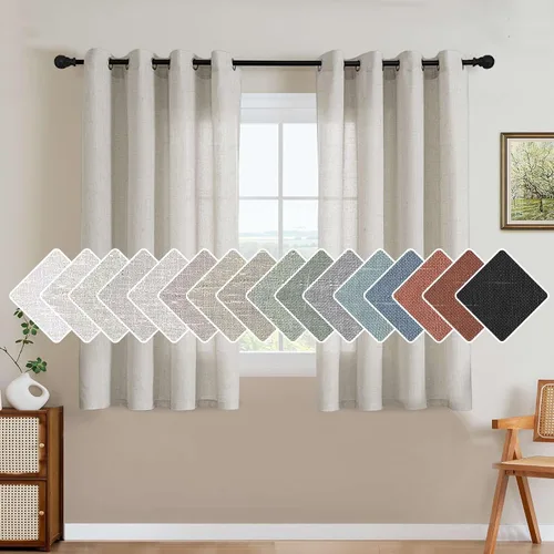 Miniatura 73 de H.VERSAILTEX Elegant - Cortinas texturizadas de lino natural mezclado con eficiencia energética, filtrado de luz, con ojales de níquel