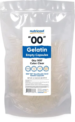 Nutricost Cápsulas vacías de tamaño 00-500 cápsulas de gelatina vacías transparentes – Certificado Kosher, sin OMG, sin soja, sin gluten