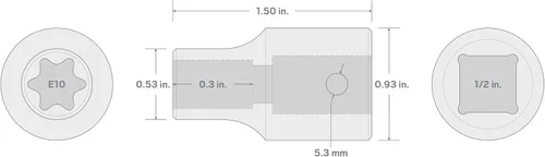 Miniatura 4 de TEKTON 1/2 pulgada Drive x E10 Zócalo de impacto de estrella externa poco profunda SID22410