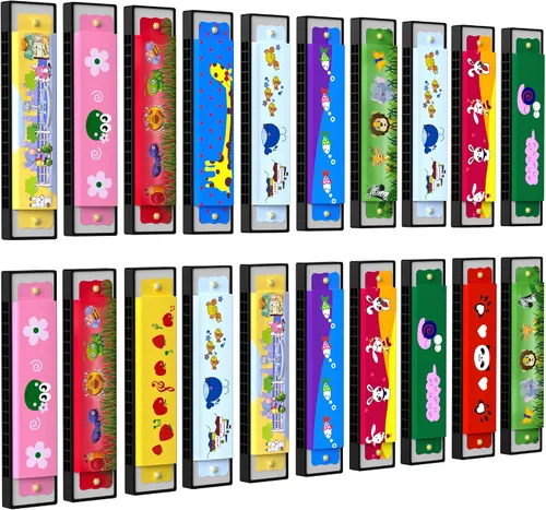 Miniatura 6 de 5 piezas de armónica para niños, regalo de cumpleaños, instrumento musical, regalo de fiesta de regreso, armónica de fila doble de dibujos animados